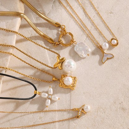 Stainless Steel Pearl Necklace High-end Jewelry Ins Collarbone Chain Titanium Steel Pendant for Women