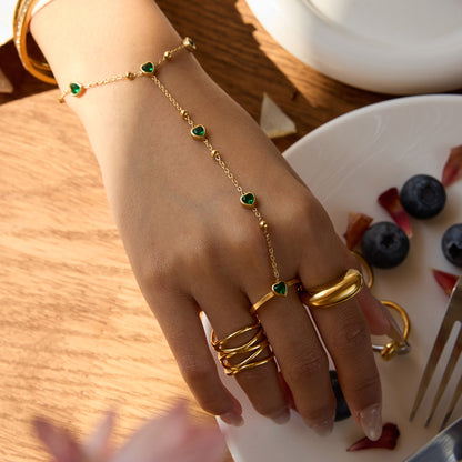 Stainless Steel Finger Bracelet Light Luxury High-end Ring Female Niche Design Rings Titanium Steel Jewelry