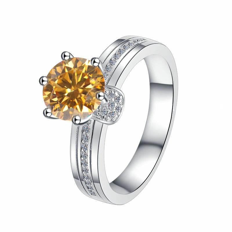 925 Sterling Silver Ring Fashionable High-end Feel Proposal Engagement Adjustable Moissanite Ring Trendy GRA