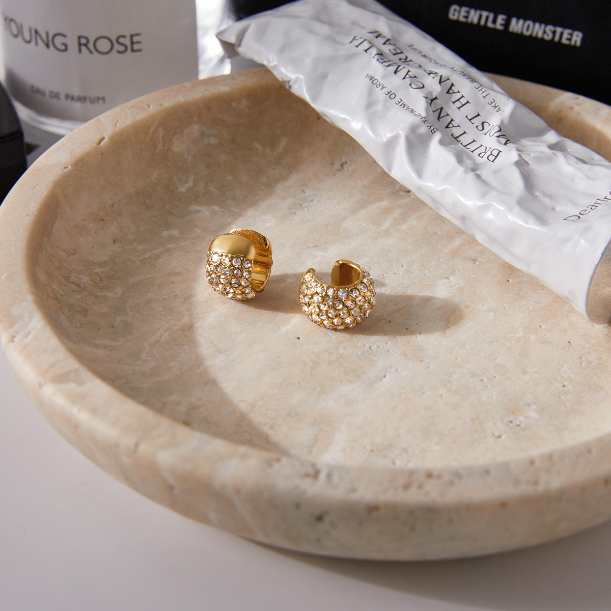 Titanium Steel C Hoop Earrings Light Luxury High-end Feel Ear Jewelry Zircon Ear Clips Stainless Steel Accessories Earrings