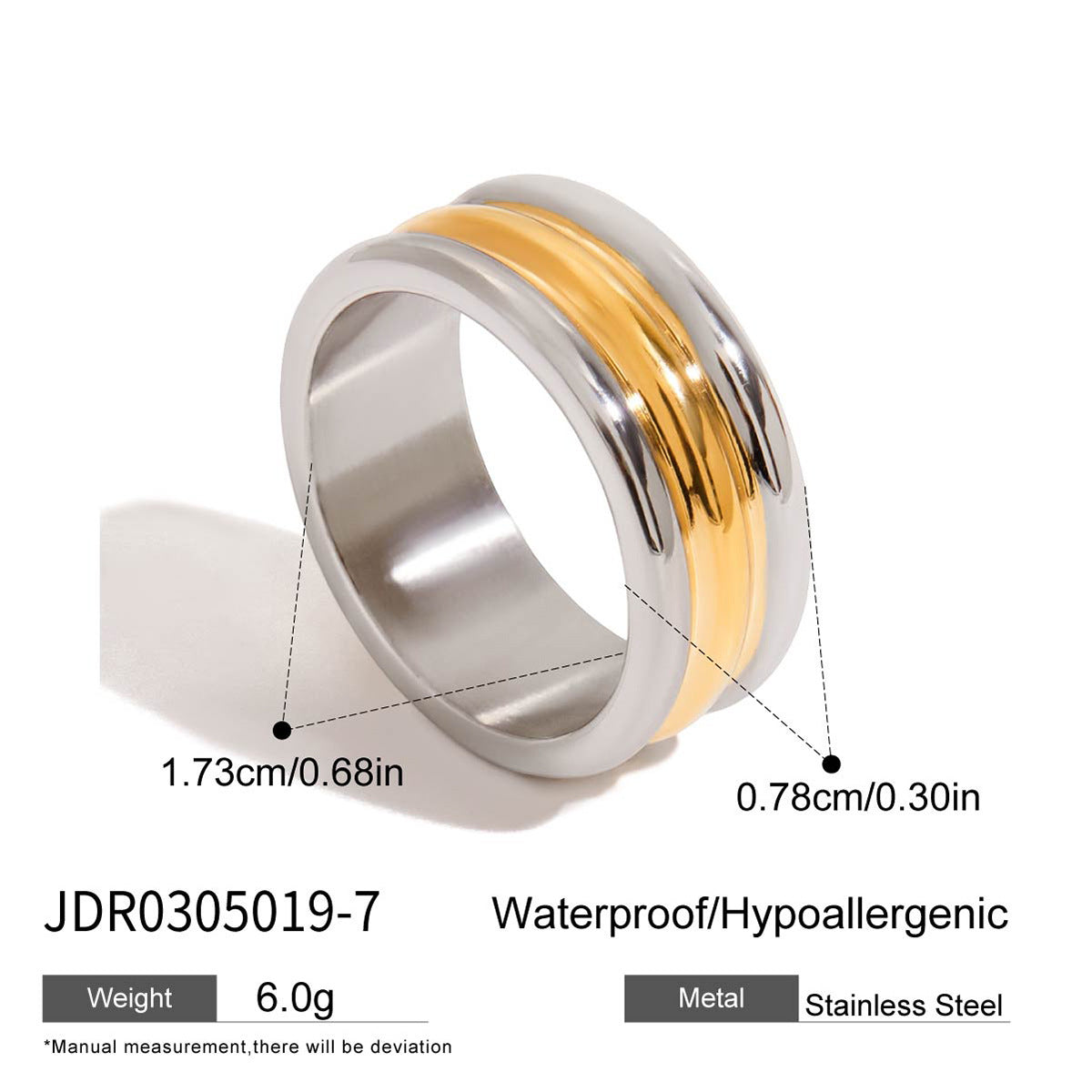 Color Block Ring Titanium Steel Non-Fading Jewelry for Women High-End Feel Popular Stainless Steel Ring