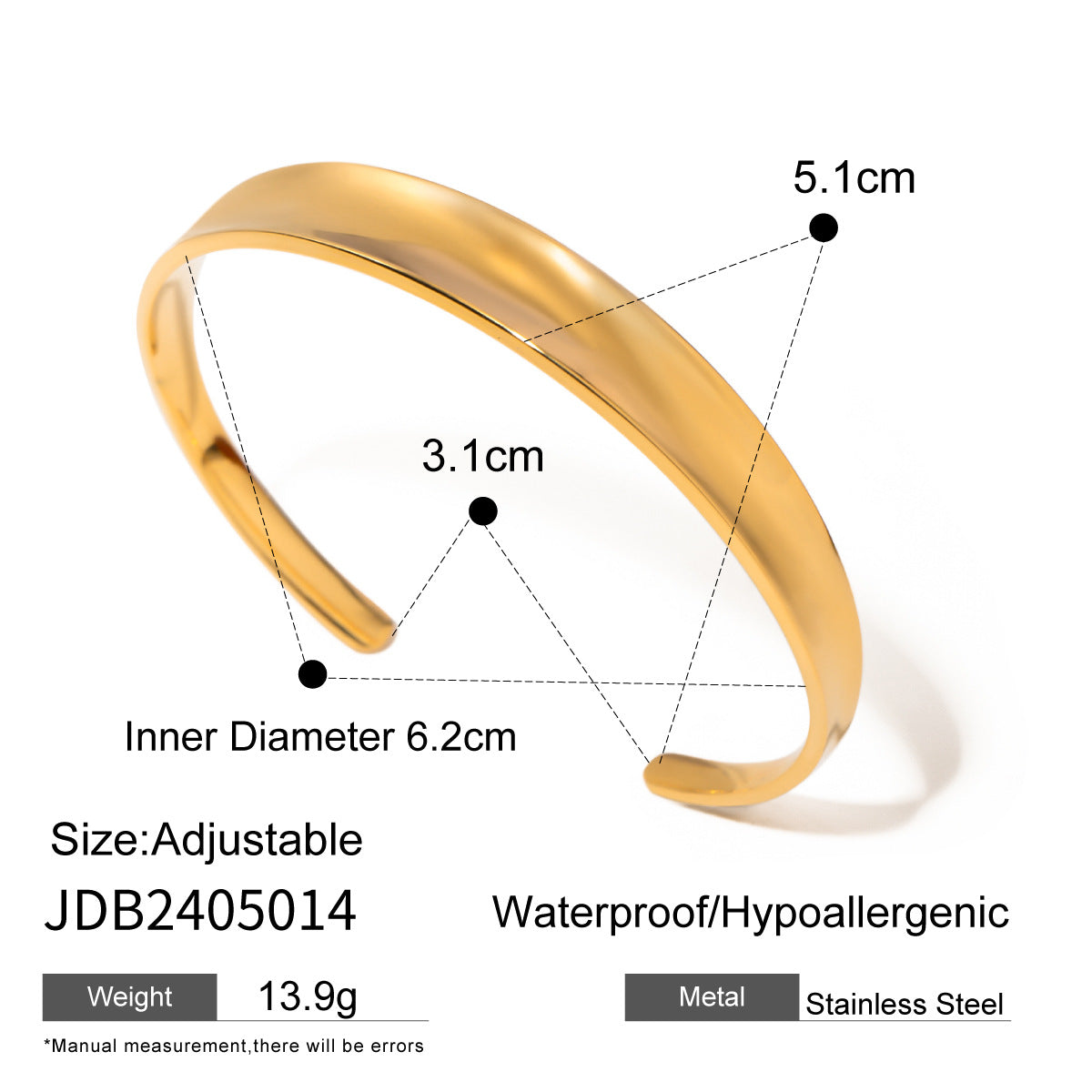 Stainless Steel Exaggerated Gold Bracelet High-end Open Bracelet Titanium Steel Jewelry Bracelet