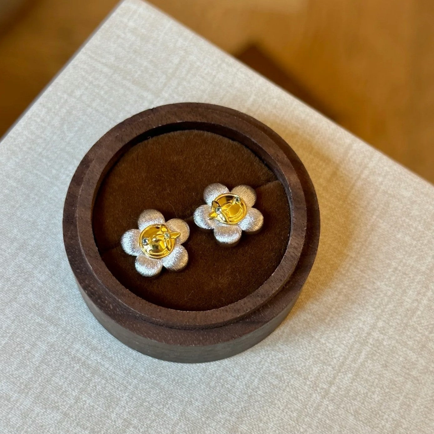 Sterling Silver S925 Brushed Craft Quirky Sunflower Ring Necklace Earrings Set High-end Unique Personality Design