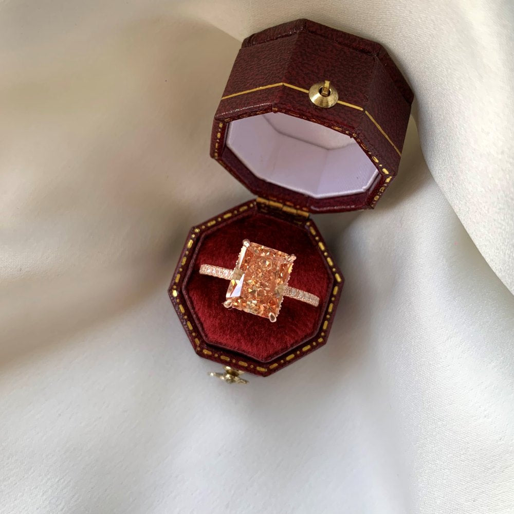 High Carbon Diamond Jewelry S925 Sterling Silver Heavy Craft Ring for Women 8A Zircon Square Ice Flower Cut Gemstone Ring