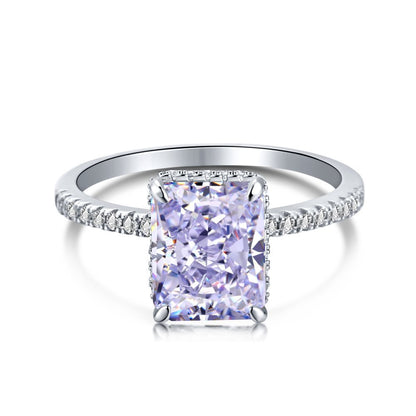 High Carbon Diamond Jewelry S925 Sterling Silver Heavy Craft Ring for Women 8A Zircon Square Ice Flower Cut Gemstone Ring