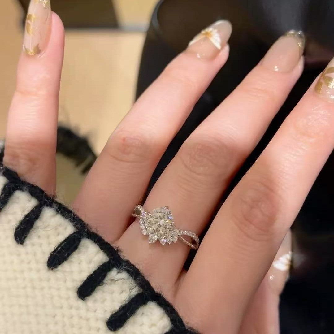 Light Luxury Style Super Sparkling Moissanite Ring for Women S925 Silver Full Diamond Set Ring Stackable Ring