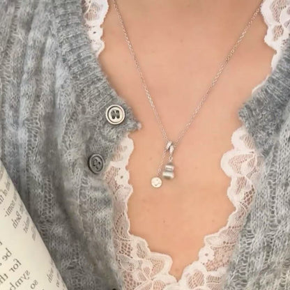 Pure Silver S925 Brushed Craft Gourd Fortune Gold Coin Necklace Exquisite Light Luxury High-end Niche Collarbone Chain