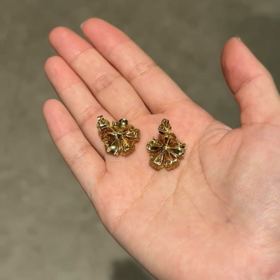 Sterling Silver S925 Brushed Craft High Carbon Diamond Small Flower Earrings Fashion Versatile High-end Exquisite Jewelry Light Luxury Niche