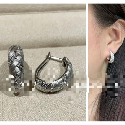 Italian Craft Vintage Brushed Craft Pure Silver S925 Wheat Ear Earrings Studs Exquisite Design Sense