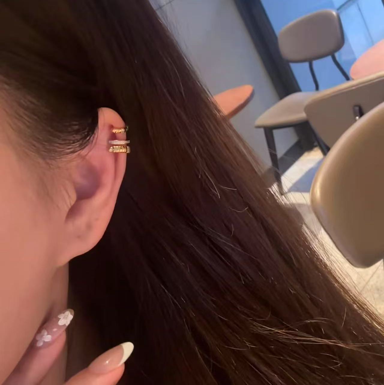 Sterling Silver S925 Real Gold Plated Ear Cuff Light Luxury High-end Exquisite Niche Jewelry Versatile