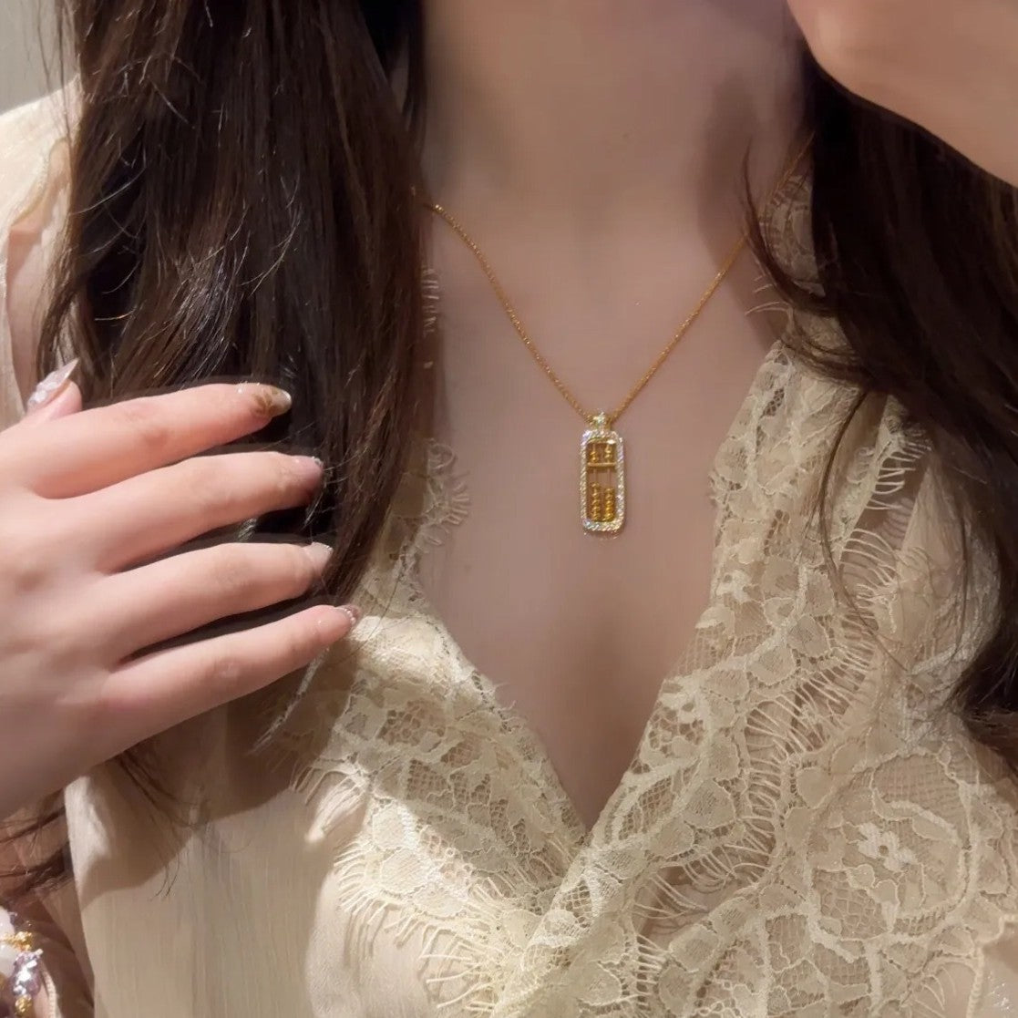 S925Pure Silver Old Shop Same Style Adjustable Abacus Cross Vajra Necklace Exquisite High-end Luxury