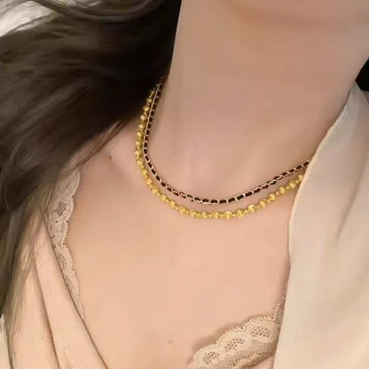 Sterling Silver S925 Real Gold Plated Cat's Eye Bead Necklace Bracelet Dual-use Light Luxury High-end Exquisite Niche Design