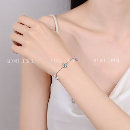 XDY925 Sterling Silver Bracelet Plated with PT950 Gold Moissanite Star Bracelet Korean Style Minimalist Fashion Hexagram Bracelet
