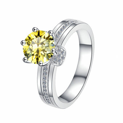925 Sterling Silver Ring Fashionable High-end Feel Proposal Engagement Adjustable Moissanite Ring Trendy GRA