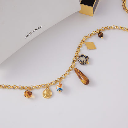 Titanium Steel Resin Ceramic Multi Pendant Necklace Niche Light Luxury Collarbone Chain Stainless Steel Jewelry High-end Feel