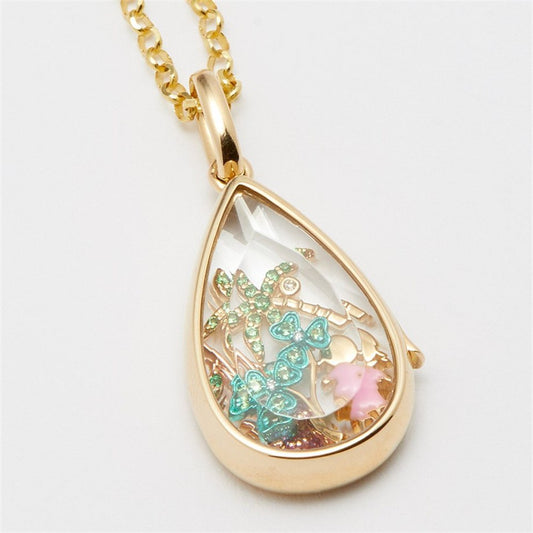 Ocean Heart Openable DIY gold Necklace Water Drop Pendant European and American Niche Cute Small Item Collarbone Chain Color Retention