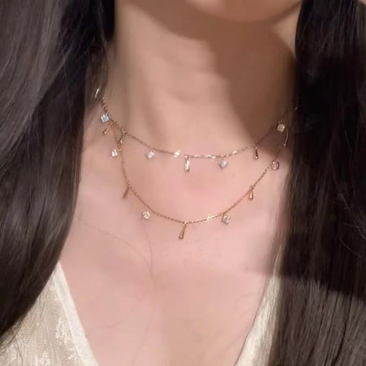 S925 Sterling Silver 18K Gold Plated Rupert's Tears Moissanite Necklace for Women High Quality Versatile Elegant Brightening Fashion