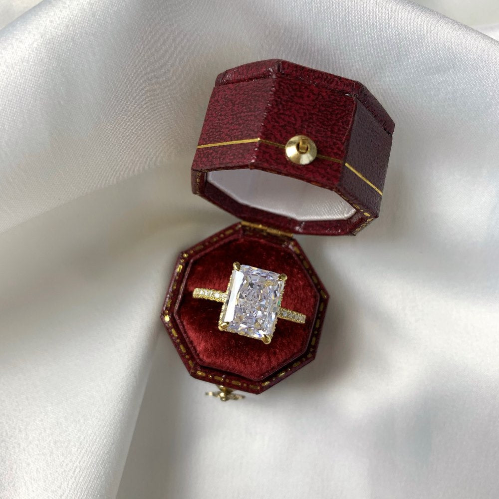 High Carbon Diamond Jewelry S925 Sterling Silver Heavy Craft Ring for Women 8A Zircon Square Ice Flower Cut Gemstone Ring