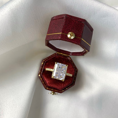 High Carbon Diamond Jewelry S925 Sterling Silver Heavy Craft Ring for Women 8A Zircon Square Ice Flower Cut Gemstone Ring