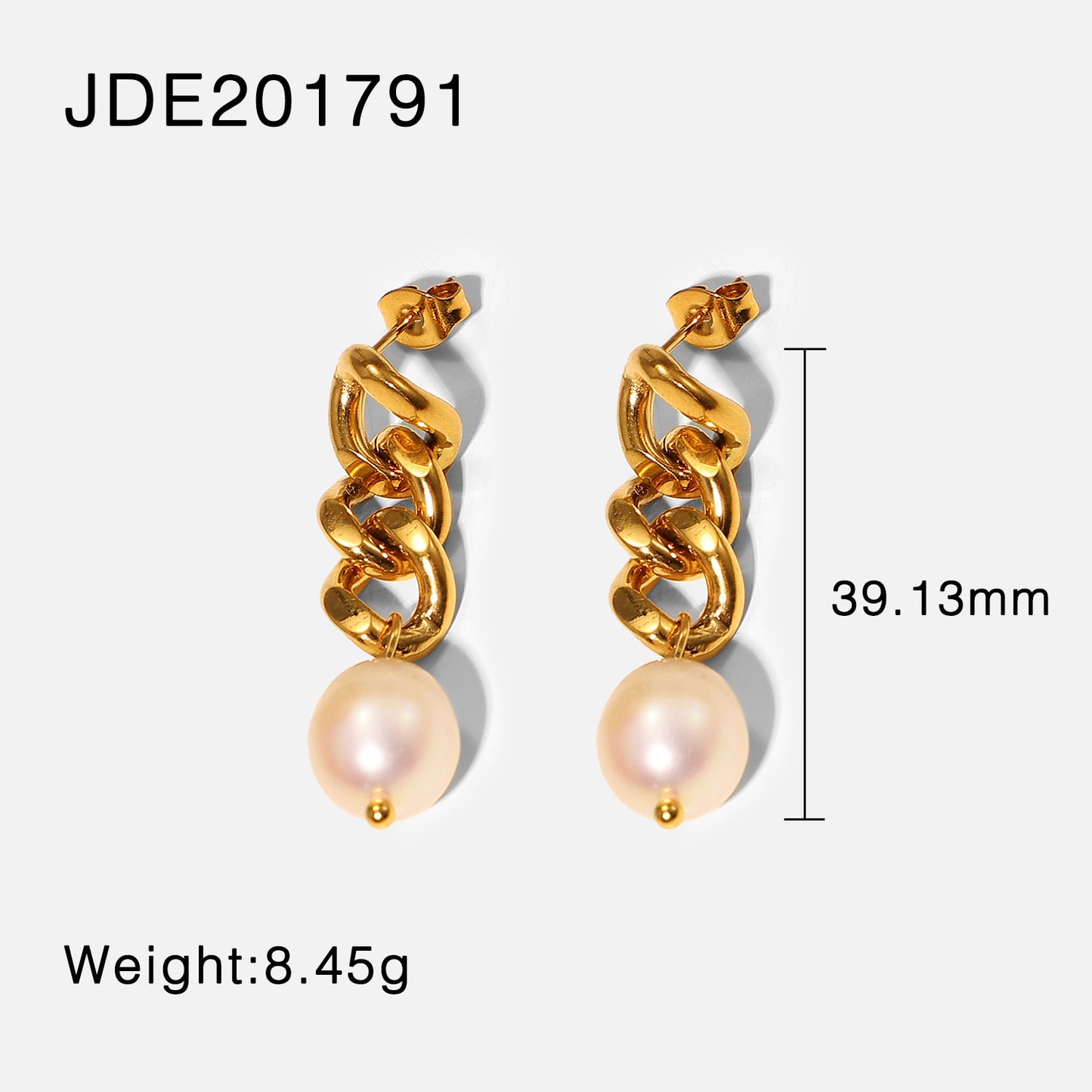 INS Style Internet Celebrity Same Style 18K Gold Stainless Steel Earrings Fashionable Personality Pearl Earrings Hoop Earrings Women's Jewelry