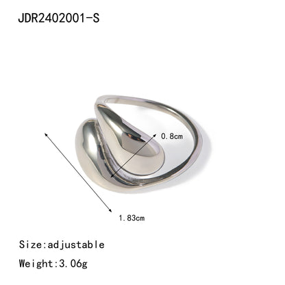 Stainless Steel Water Drop Necklace High-end Earrings Niche Open Bracelet Titanium Steel Ring Jewelry