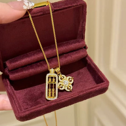 S925Pure Silver Old Shop Same Style Adjustable Abacus Cross Vajra Necklace Exquisite High-end Luxury