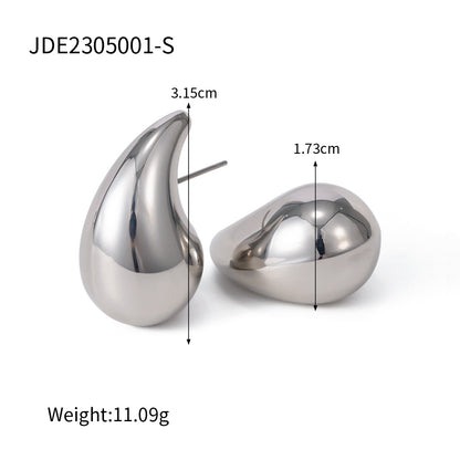 Stainless Steel Water Drop Necklace High-end Earrings Niche Open Bracelet Titanium Steel Ring Jewelry