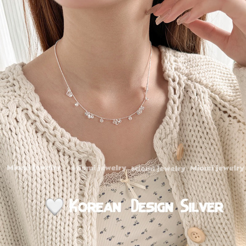 S925 silver necklace drop water zircon