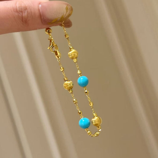 Pure Silver S925 Light Luxury Blue Pine Cat's Eye Bracelet Fashion Retro Exquisite Niche Design Sense Simple Elegant Versatile