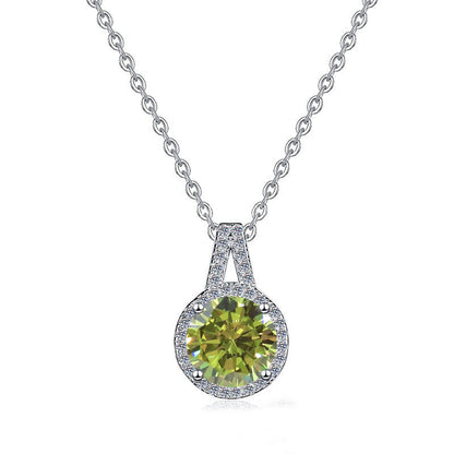 925 Sterling Silver Moissanite Pendant Clavicle Chain V-shaped Round Versatile Round Moissanite Necklace