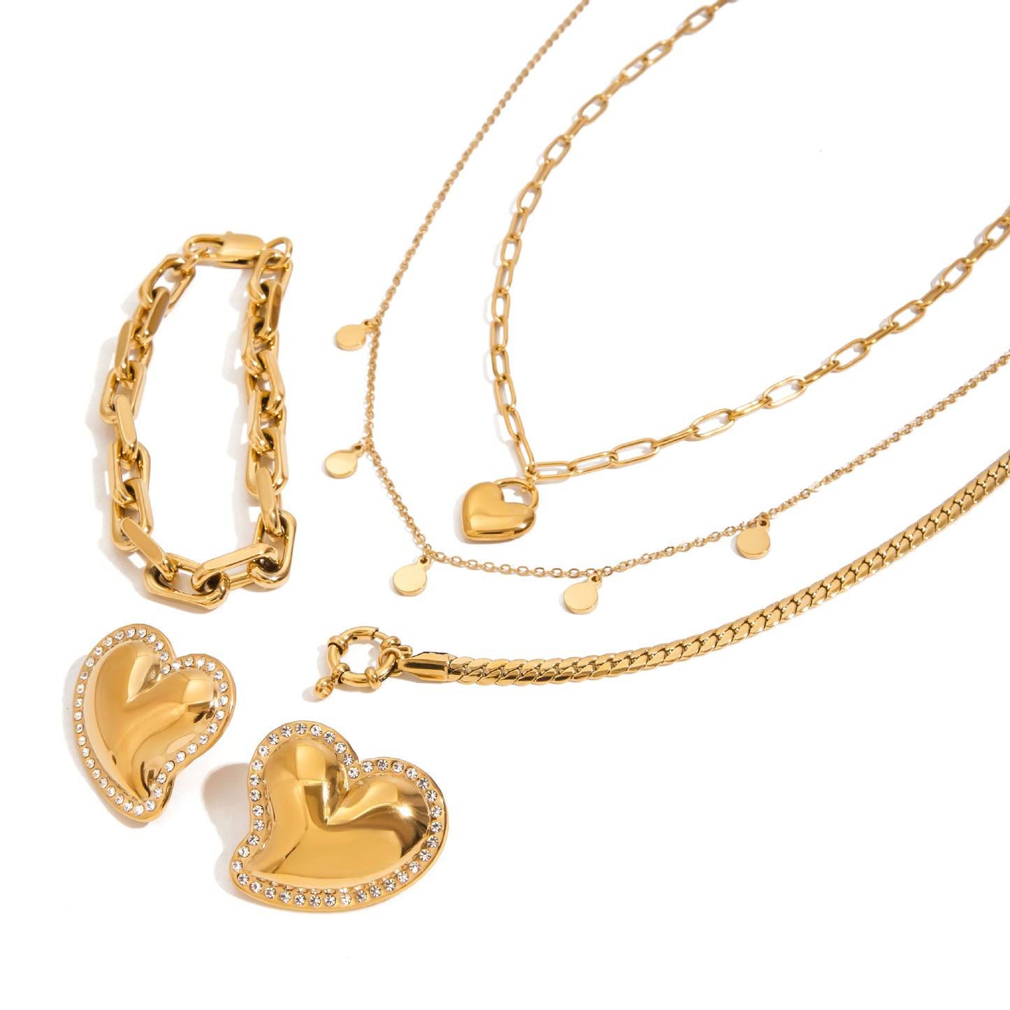 Heart Necklace Simple High-End Feel Stainless Steel Jewelry Non-Fading Titanium Steel Choker Neck Chain Accessory