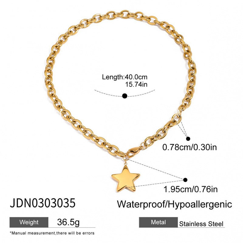 Five-Pointed Star Stainless Steel Necklace Light Luxury Niche Jewelry for Women High-End Titanium Steel Bracelet Accessories