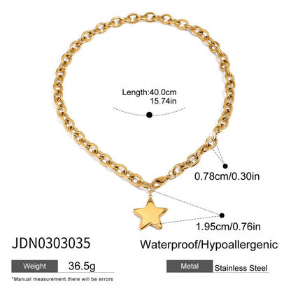 Five-Pointed Star Stainless Steel Necklace Light Luxury Niche Jewelry for Women High-End Titanium Steel Bracelet Accessories