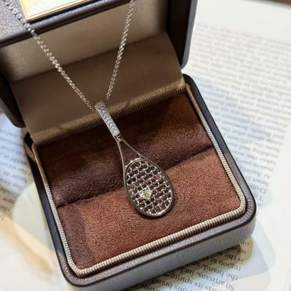 Sterling Silver S925 Baseball Bat Necklace Sweet Cool Style Niche Design Diamond-Encrusted Bat Pendant Clavicle Chain Light Luxury Versatile