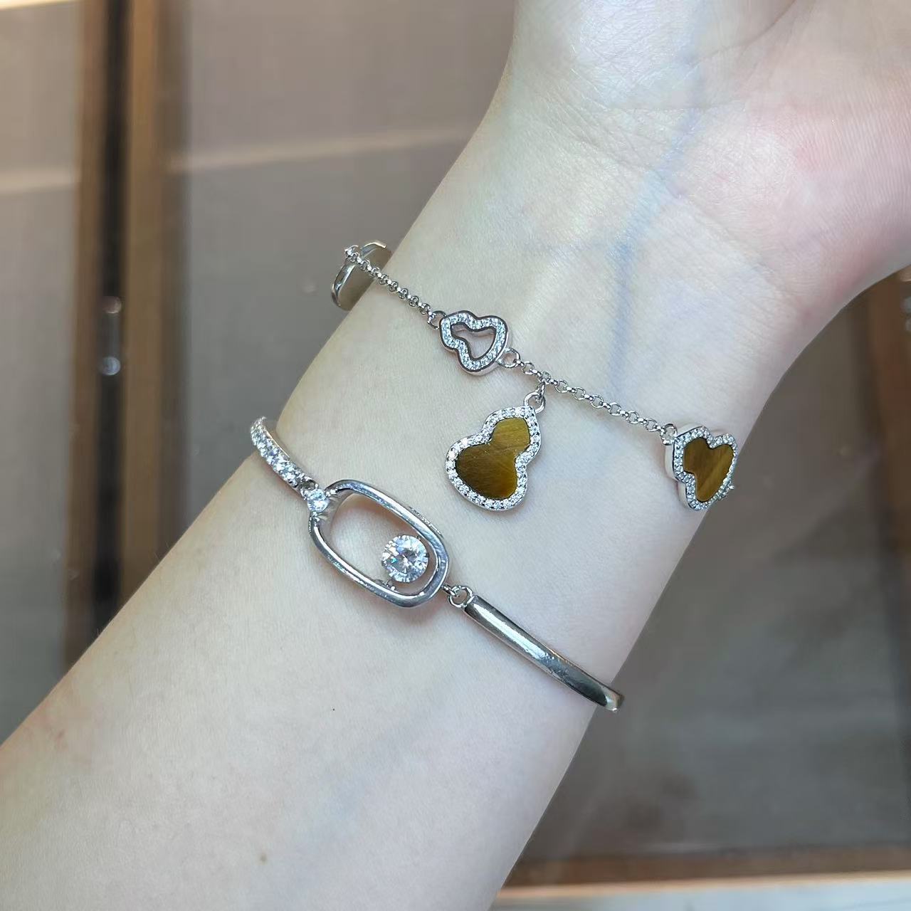 S925 Light Luxury Retro Melad Series Tiger Eye Stone Gourd Bracelet Exquisite Luxury Whitening High-end Bracelet