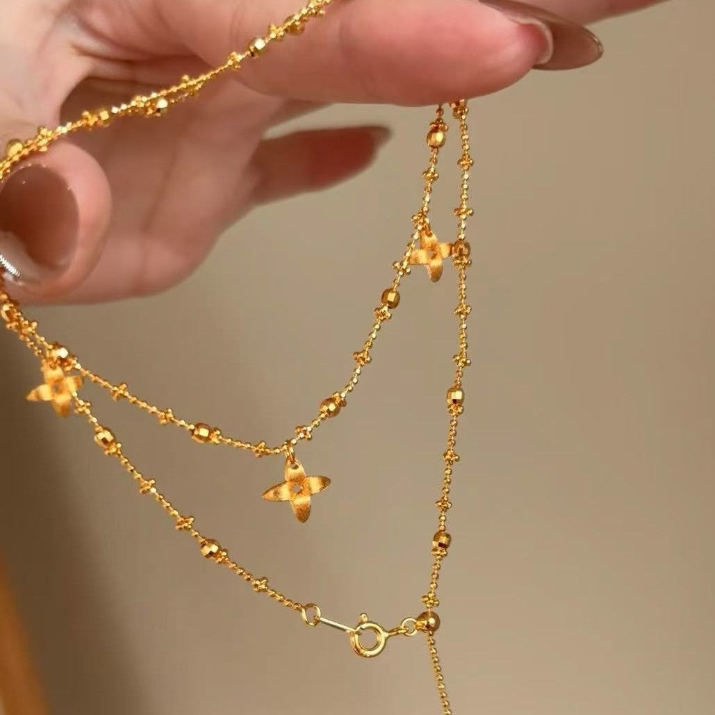 Brushed Craft Gardenia Tassel Fairy Chain Light Luxury Niche Design High-End Versatile Collarbone Chain Necklace