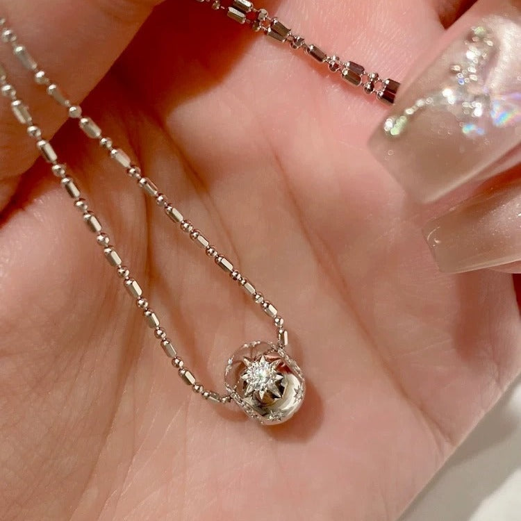 Starlight Road Necklace 925 Sterling Silver Light Luxury High-end Feel 18K Gold Plated Simple Rotating Clavicle Chain