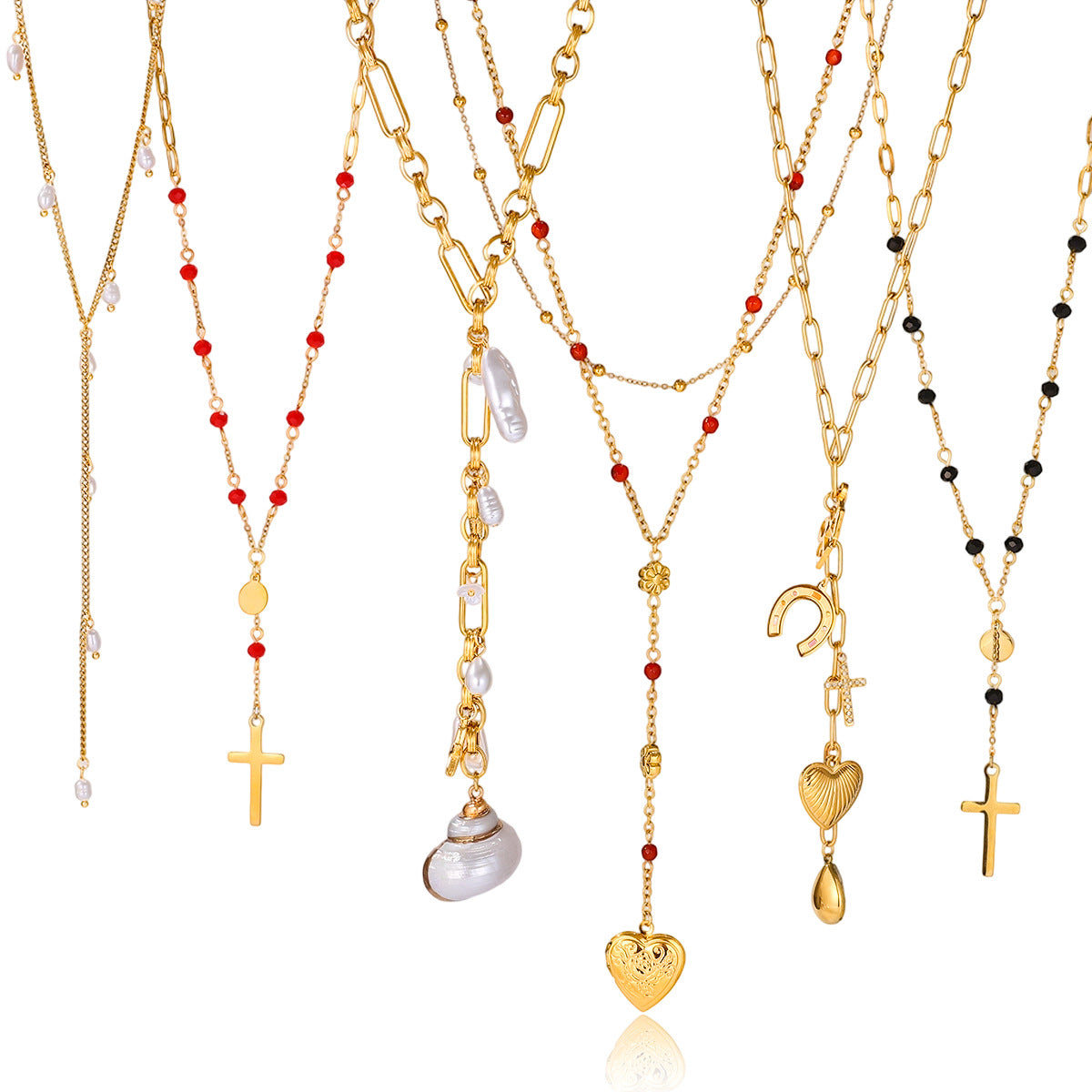 Titanium Steel Cross Long Necklace Light Luxury High-end Y-shaped Chain Stainless Steel Jewelry Sweater Chain