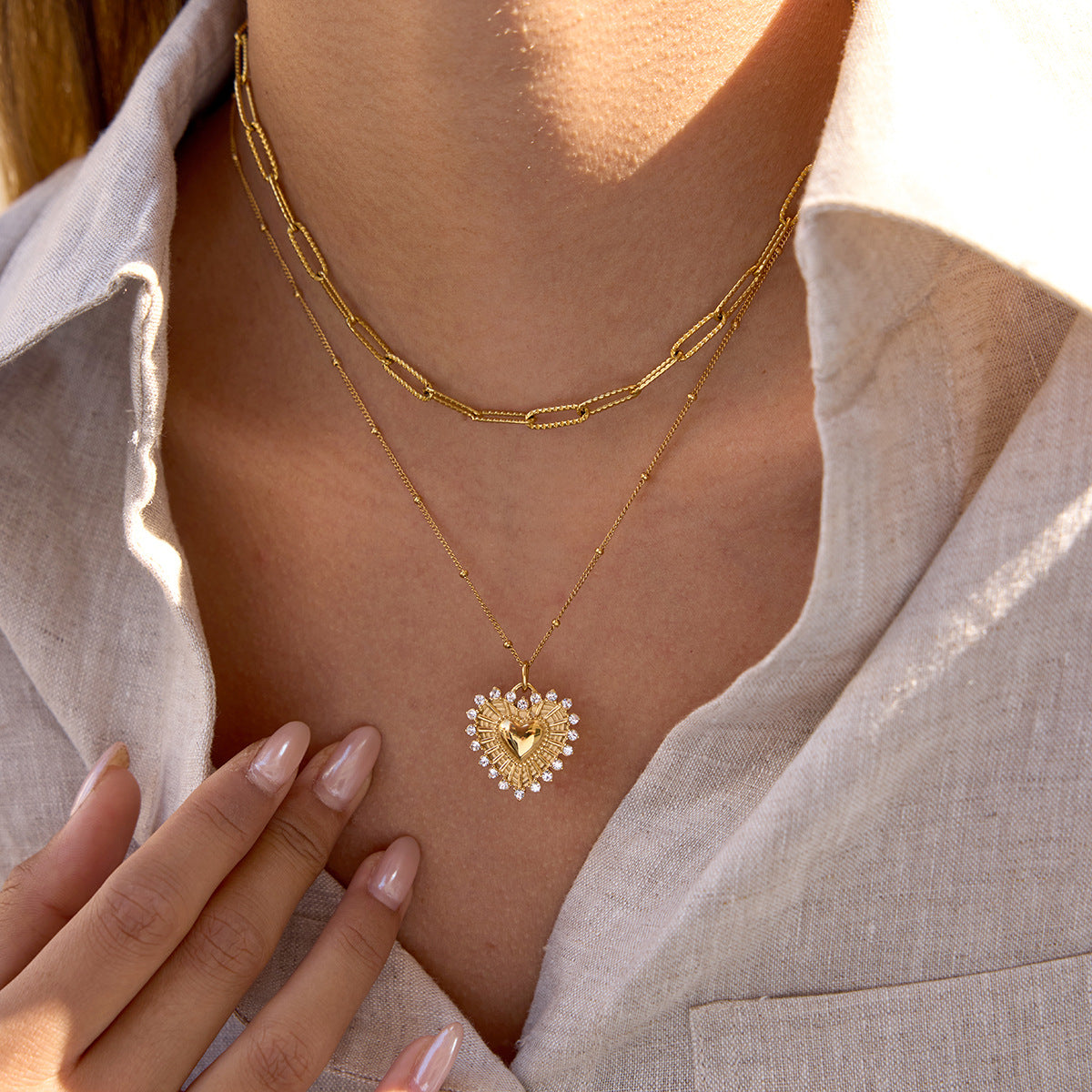 Heart Titanium Steel Necklace Accessories for Women, Non-Fading Jewelry, High-End Stainless Steel Light Luxury Accessories