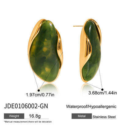 Stainless Steel Melad Resin Earrings Niche High-End Feel Ear Jewelry Titanium Steel Accessories Women's Hot Item