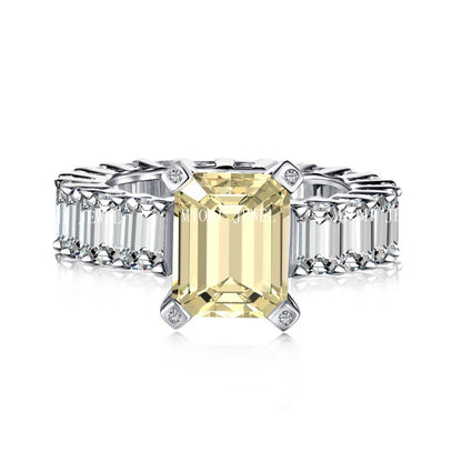 Cross-Border Hot S925 Sterling Silver Yellow Diamond Ring Female Noble Super Flash Ice Flower Cut High Carbon Diamond 8A Zircon Ring