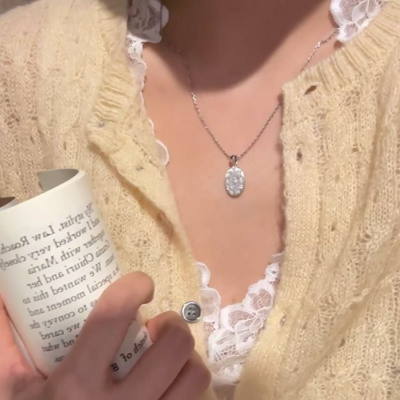 Pure Silver S925 Eight-Pointed Star Brushed Craft Niche Necklace Light Luxury High-End Simple Fashion Daily Versatile