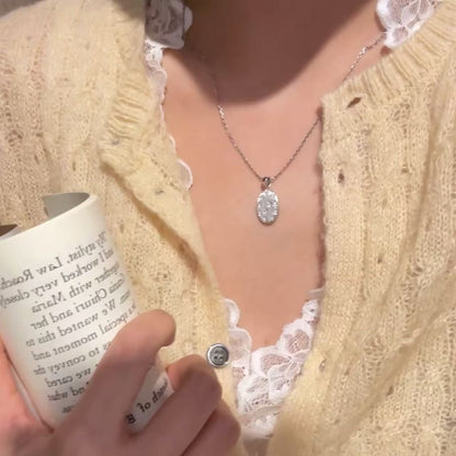 Pure Silver S925 Eight-Pointed Star Brushed Craft Niche Necklace Light Luxury High-End Simple Fashion Daily Versatile