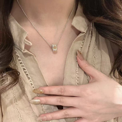 Bujia Style Brushed Craft Vajra Pendant Necklace Light Luxury Retro High-end Clavicle Chain