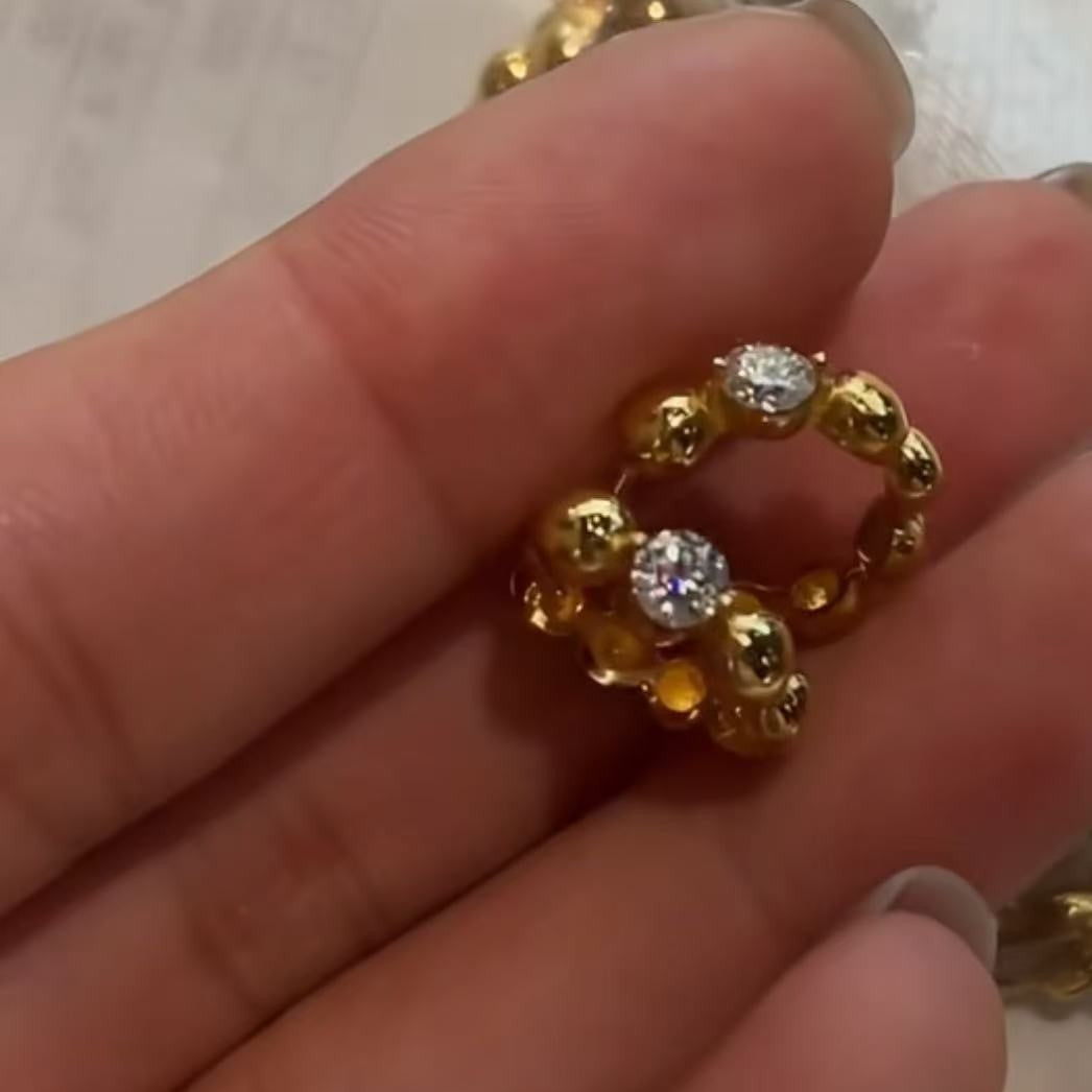 S925 Sterling Silver High Carbon Diamond Bead Earrings for Women, Unique Design Versatile Earrings