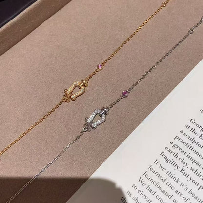 S925 Sterling Silver High Carbon Diamond Light Luxury Style Horseshoe Buckle Bracelet Elegant Simple High-end Versatile Style Niche Design