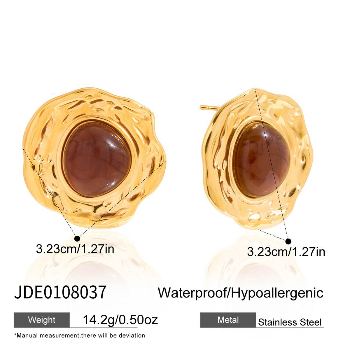 Stainless Steel Amber Resin Earrings Light Luxury High-end Earrings Non-fading Stainless Steel Ear Accessories