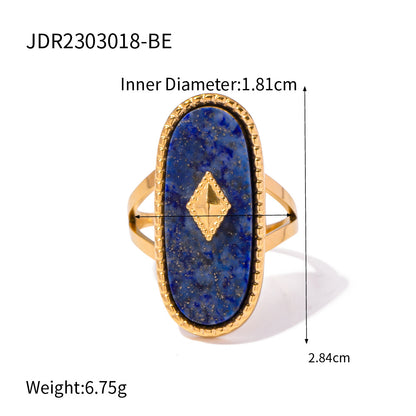 Stainless Steel Natural Stone Ring High-End Niche Ring Titanium Steel Hand Jewelry Rings