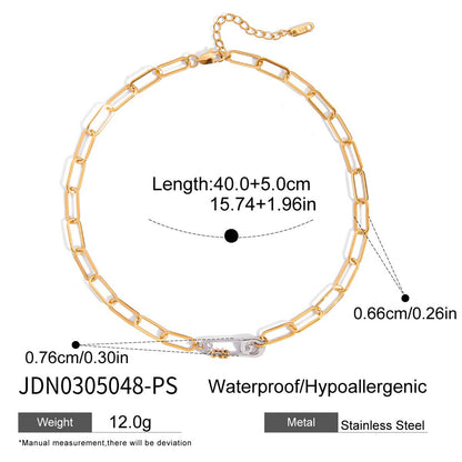 Original Design Paperclip 18K Stainless Steel Pin Necklace Light Luxury High-end Clavicle Chain Titanium Steel Jewelry