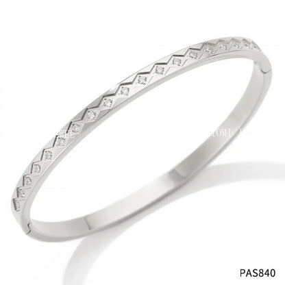 Non-Fading Multiple Styles Diamond-Studded Plain Hoop Bracelet Vacation Style Eight-Pointed Star Waterproof Stackable Stainless Steel Jewelry